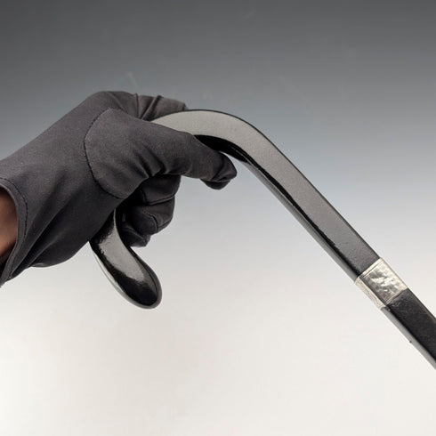 1934 年英國古董方形桿,彎曲手柄,純銀裝飾手杖,85 厘米,J Howell & Co.