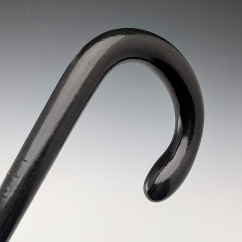 1924年 英国アンティーク 黒軸 曲がりハンドル 純銀装飾 ステッキ 杖 91cm J Howell&Co