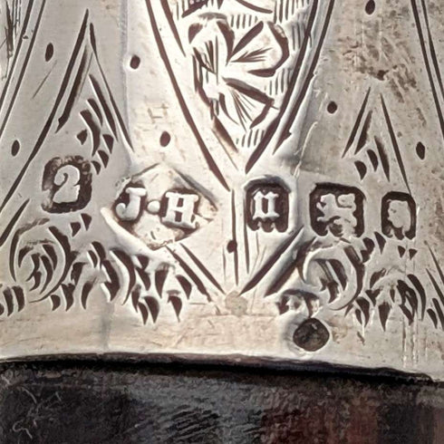 1935 British Vintage Brown Shaft Dog Head Handle Sterling Silver Cane 86cm Jonathan Howell
