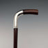 Circa 1900 British Antique Brown Handle L-Handle Sterling Silver Decorated Walking Stick, 92cm, by Julius Klinkhardt