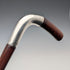Circa 1900 British Antique Brown Handle L-Handle Sterling Silver Decorated Walking Stick, 92cm, by Julius Klinkhardt