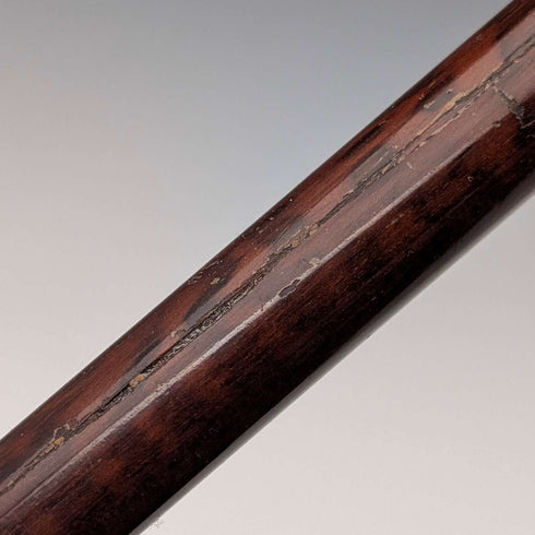 Circa 1900 British Antique Brown Handle L-Handle Sterling Silver Decorated Walking Stick, 92cm, by Julius Klinkhardt