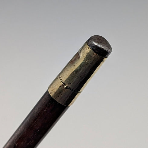 1900年頃 英国アンティーク 茶軸 L字ハンドル 純銀装飾 ステッキ 杖 92cm Julius Klinkhardt