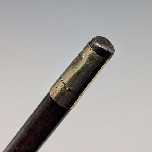 Circa 1900 British Antique Brown Handle L-Handle Sterling Silver Decorated Walking Stick, 92cm, by Julius Klinkhardt