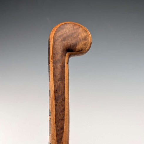 20世紀前半 ブラウン&タン 寄木ロンデルハンドル ステッキ 杖 89cm
