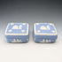Vintage British Wedgwood Jasperware Square Lidded Boxes, Pair, Pale Blue