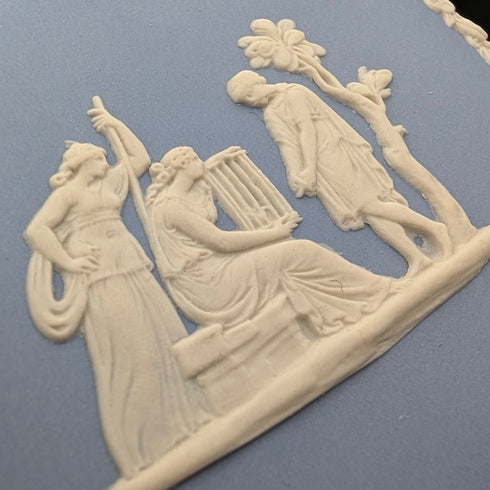 英國韋奇伍德復古碧玉方形帶蓋盒子,一對,淺藍色