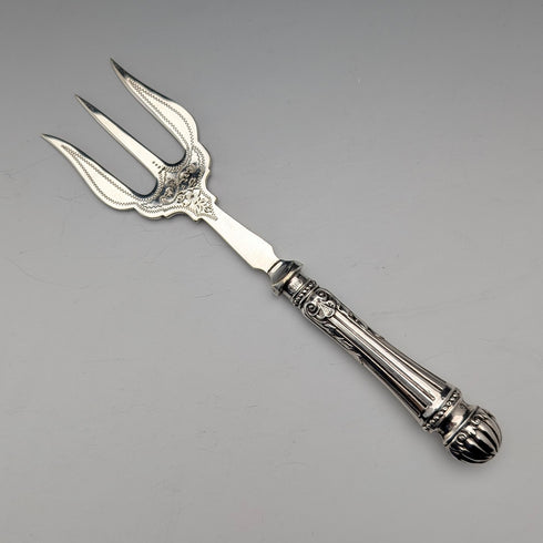 1907 British Antique Sterling Silver Handle Bread Fork by William Yates