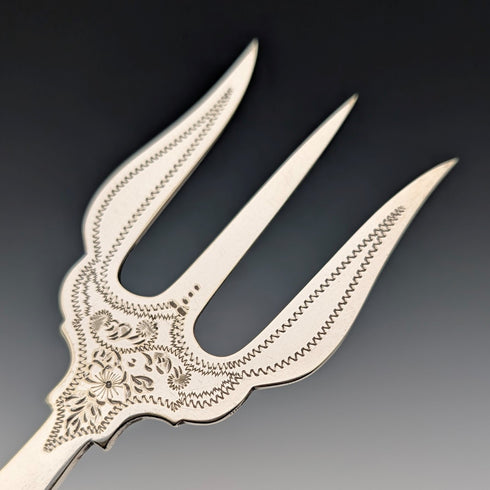 1907 British Antique Sterling Silver Handle Bread Fork by William Yates