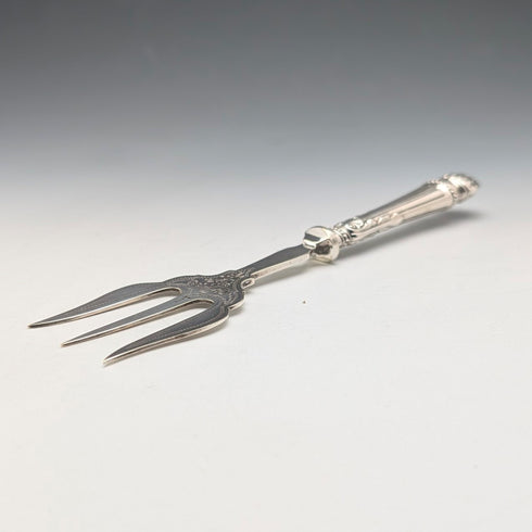 1907 British Antique Sterling Silver Handle Bread Fork by William Yates