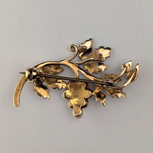 Antique 9ct Gold & Pearl Grape Brooch in Case