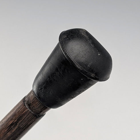 1910年英國古董棕色杖身彎柄純銀裝飾輕便手杖,90厘米