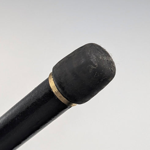 1927 British Antique Black Shaft Horn Handle Sterling Silver Walking Stick 84cm