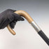 1927 British Antique Black Shaft Horn Handle Sterling Silver Walking Stick 84cm