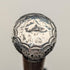 1909 British antique brown shaft engraved sterling silver walking stick with rondelle handle, 88cm