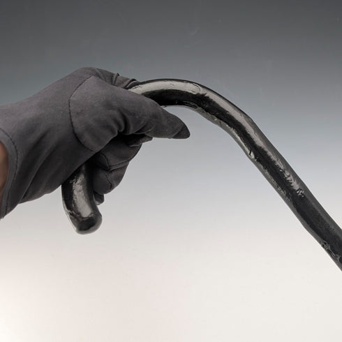 Vintage Twisted Black Shaft Bent Handle Walking Stick 84cm