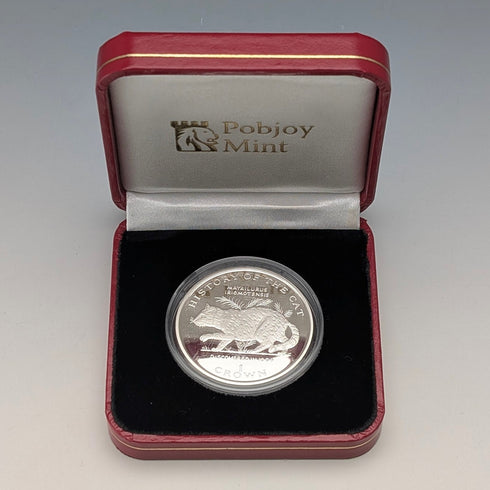 British Isle of Man Silver Crown Coin "The History of Cats: Iriomote Wildcat" by PobjoyMint, with Case and Instructions