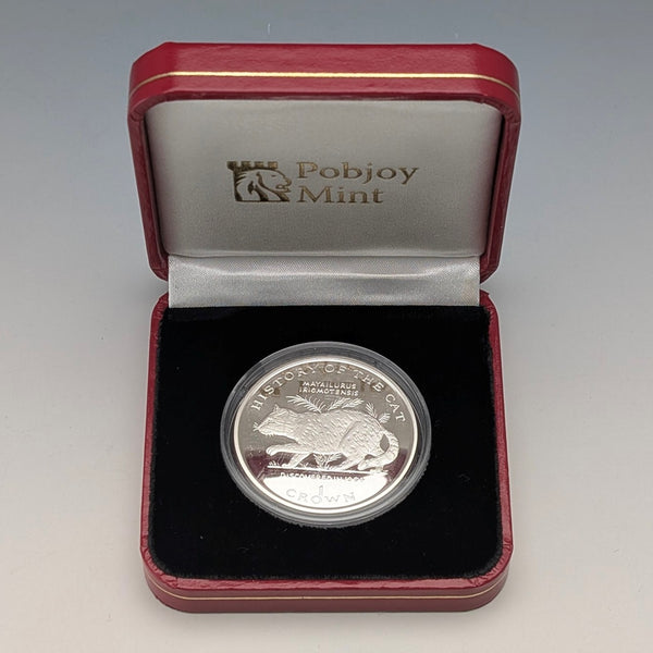 British Isle of Man Silver Crown Coin "The History of Cats: Iriomote Wildcat" by PobjoyMint, with Case and Instructions