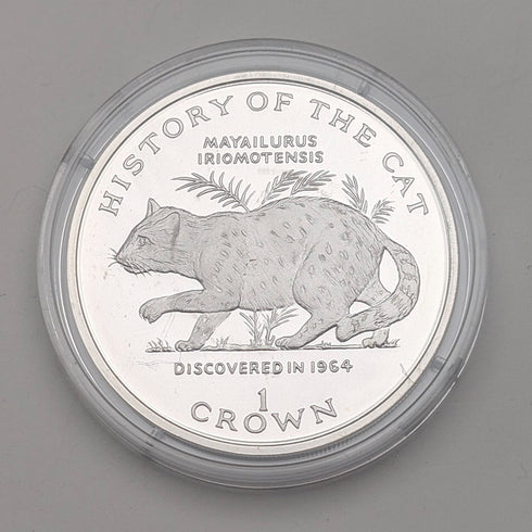 British Isle of Man Silver Crown Coin "The History of Cats: Iriomote Wildcat" by PobjoyMint, with Case and Instructions