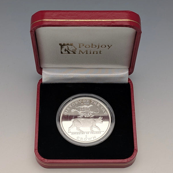 British Isle of Man Silver Crown Coin "History of Cats: Miacis dinichtis" PobjoyMint Case and Instructions Included
