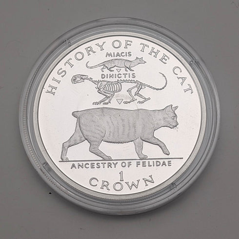 British Isle of Man Silver Crown Coin "History of Cats: Miacis dinichtis" PobjoyMint Case and Instructions Included