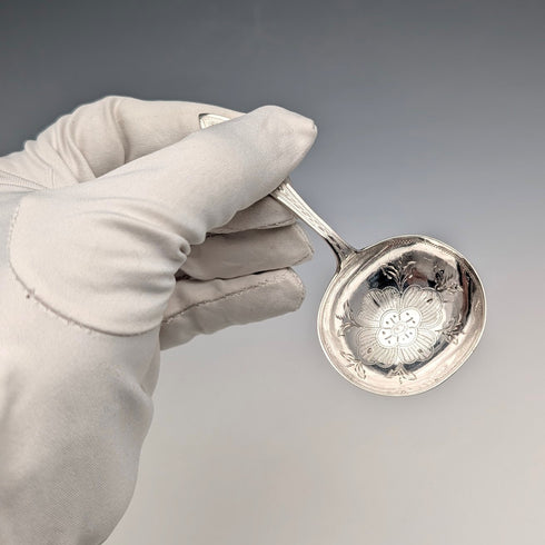 1865 British Antique Sterling Silver Tea Caddy Spoon, 12.5g, Charles Boynton