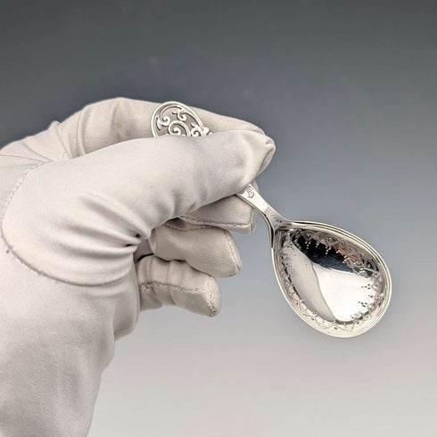 1891 British Antique Sterling Silver Tea Caddy Spoon, 15.6g, Charles Boynton