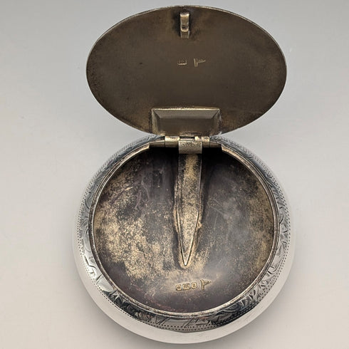 1912 British Antique Sterling Silver Pebble-Shaped Snuff Box, 78g, Walker & Hall