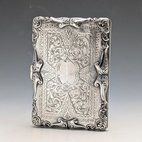 1903 British Antique Sterling Silver Double-Opening Card Case by EJ Houlston