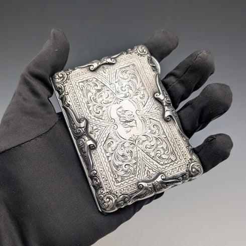 1903 British Antique Sterling Silver Double-Opening Card Case by EJ Houlston