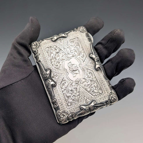 1903 British Antique Sterling Silver Double-Opening Card Case by EJ Houlston