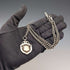 1920 British Antique Sterling Silver Double Albert Chain, 49g, Sterling Silver Medal Fob