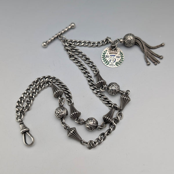 1897年頃 英国アンティーク 純銀製アルバーティナ 25g 純銀タッセルフォブ