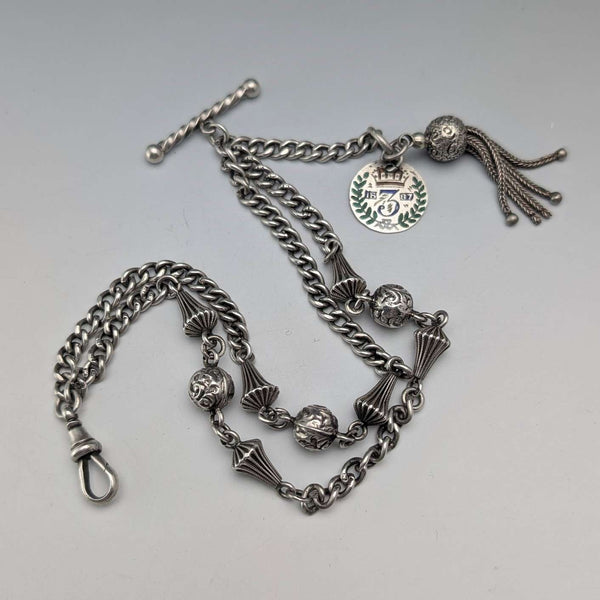 Circa 1897 British Antique Sterling Silver Albertina 25g Sterling Silver Tassel Fob