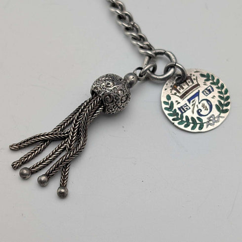 Circa 1897 British Antique Sterling Silver Albertina 25g Sterling Silver Tassel Fob