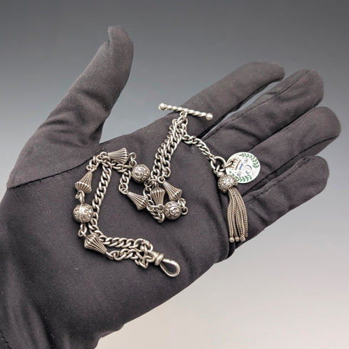 Circa 1897 British Antique Sterling Silver Albertina 25g Sterling Silver Tassel Fob