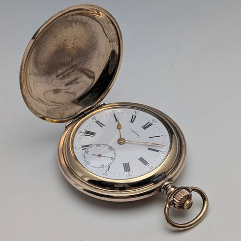 1912年頃 アンティーク ロンジン 懐中時計 金張りハンターケース Cal18.50 動作良好