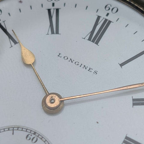 Circa 1912 Antique Longines Pocket Watch, Gold-Plated Hunter Case, Caliber 18.50, Working Condition