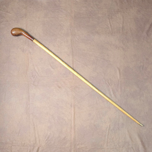 British Vintage Marquetry Brown Shaft Sunday Walking Stick, 87cm