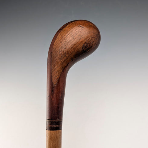 British Vintage Marquetry Brown Shaft Sunday Walking Stick, 87cm