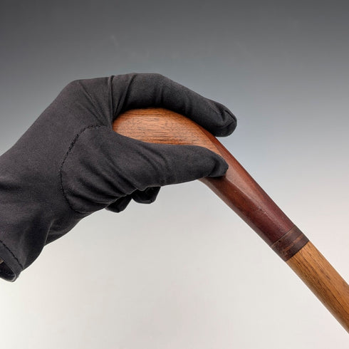 British Vintage Marquetry Brown Shaft Sunday Walking Stick, 87cm