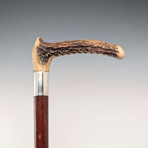 1913 British Antique Riding Crop with Antlers, 52cm