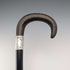 1902 British Antique Black Shaft Horn Handle Sterling Silver Decorated Walking Stick 90cm