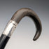 1902 British Antique Black Shaft Horn Handle Sterling Silver Decorated Walking Stick 90cm