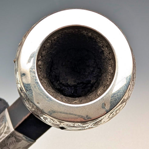 1894年 英国アンティーク 純銀装飾 エステートパイプ ケース入り