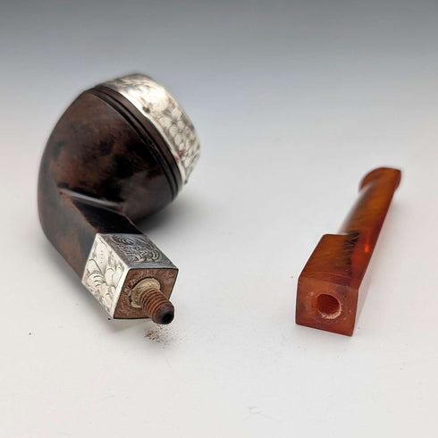 1894 British Antique Sterling Silver Estate Pipe in Case