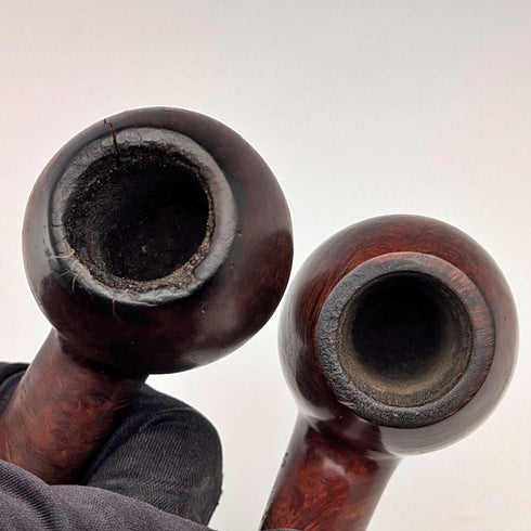 20世紀初頭 英国アンティーク 純銀装飾 エステートパイプペア Comoys ケース入り