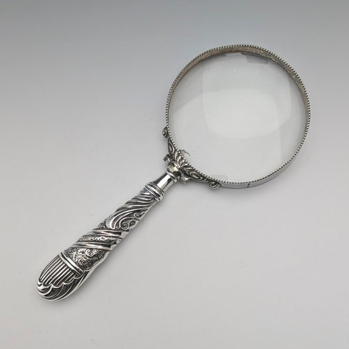 Circa 1900 British Antique Sterling Silver Handle Magnifying Glass