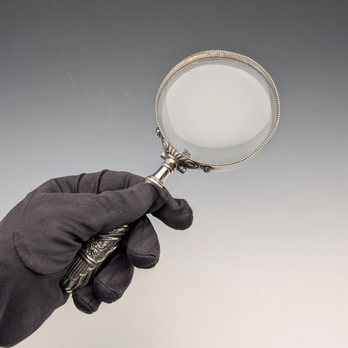 Circa 1900 British Antique Sterling Silver Handle Magnifying Glass