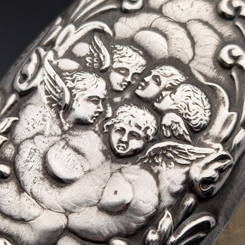 1909年 英国アンティーク 純銀装飾ハンドル ドレッシングブラシセット Levi&Salaman